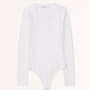 White Abercrombie and fitch long sleeve bodysuit size large